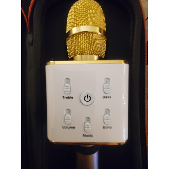 Bluetooth Karaoke Microphone with Built in Speaker Wireless Gold Tested - Picture 2 of 6